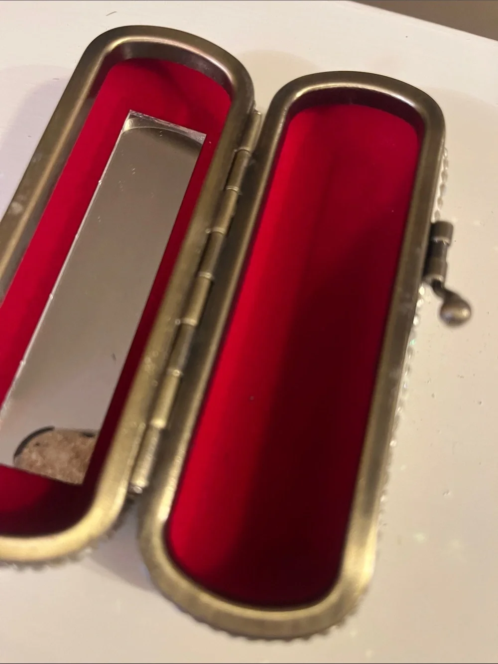 Vintage Crystal Rhinestone Lipstick Holder- Silver